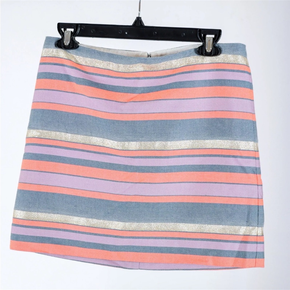 J. Crew Women’s Skirt 4 Multicolor Striped A Line Lined Mini Cotton Blend